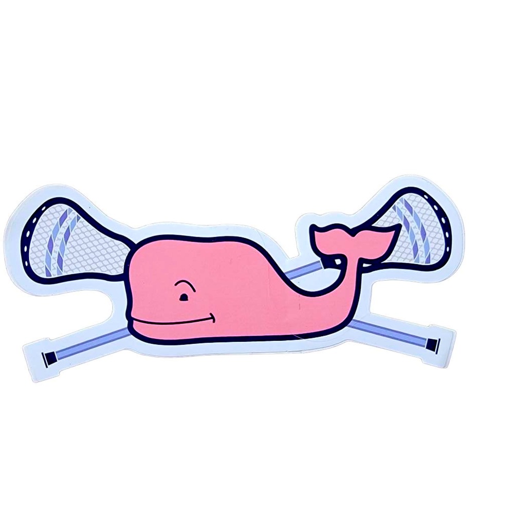 🆕 NWT Vineyard Vines Pink Whale with Lacrosse Sticks Sticker